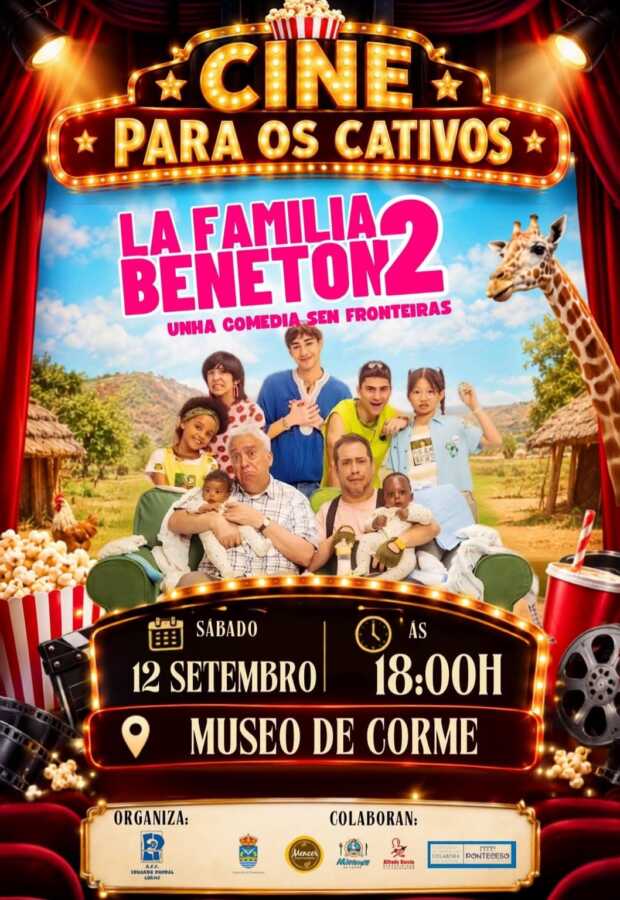 Cartel de cine familiar con La familia Benetón 2 en el Museo de Corme, el 12 de septiembre de 2026 a las 18:00