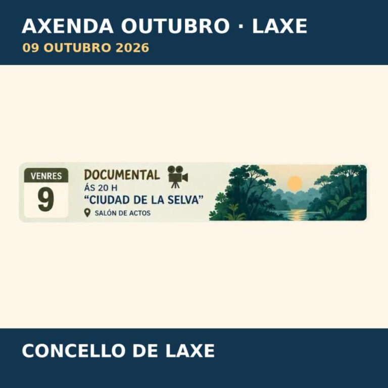 Cartel do documental Ciudad de la Selva en Laxe o 9 de outubro de 2026 ás 20:00.
