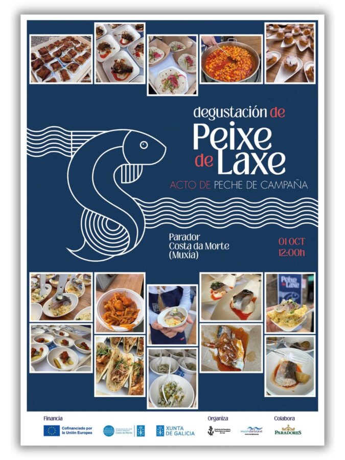 Cartel da degustación de Peixe de Laxe no Parador Costa da Morte, en Muxía, o 1 de outubro ás 12:00