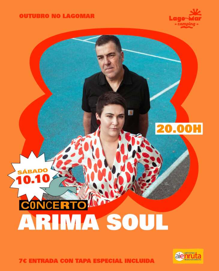 Cartel del concierto de Arima Soul en Camping Lago-Mar, Muxía