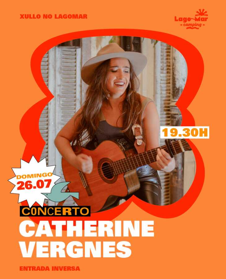 Cartel del concierto de Catherine Vergnes en Camping Lago-Mar, en Lago, Muxía