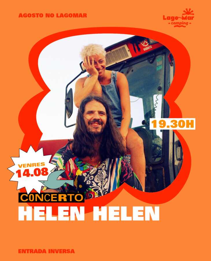 Cartel del concierto de Helen Helen en Camping Lago-Mar, Muxía, el 14 de agosto de 2026