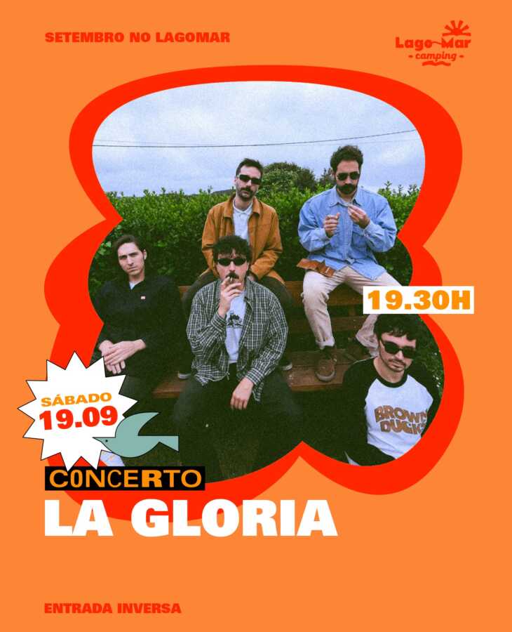 Cartel del concierto de La Gloria en Lago-Mar Camping