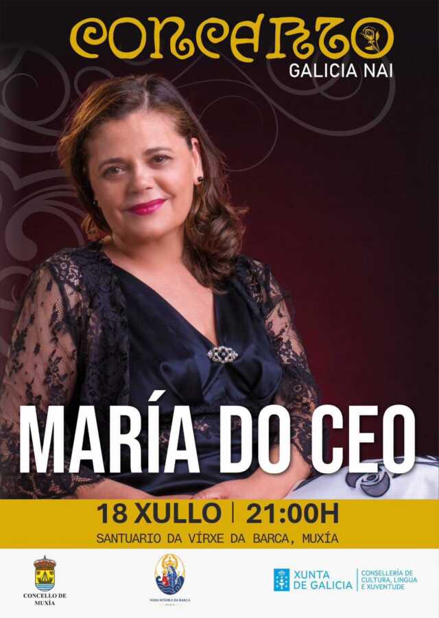 Cartel del concierto de María do Ceo en el Santuario da Virxe da Barca de Muxía, el 18 de julio de 2026 a las 21:00 horas