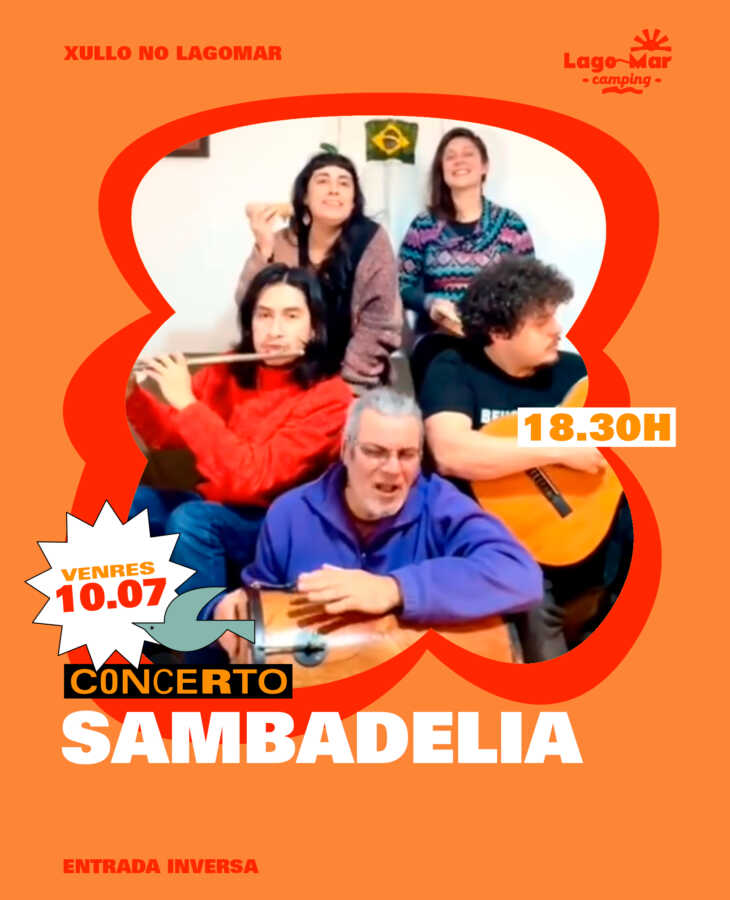 Cartel del concierto de Sambadelia en Camping LagoMar, Muxía