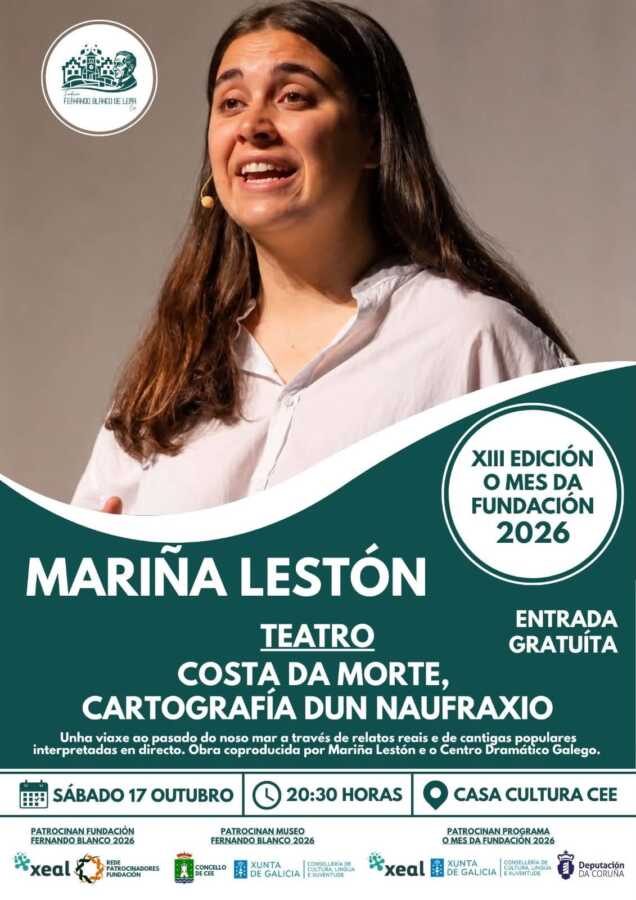 Cartel de Costa da Morte: Cartografía dun Naufraxio con Mariña Lestón en Cee, 17 de outubro de 2026