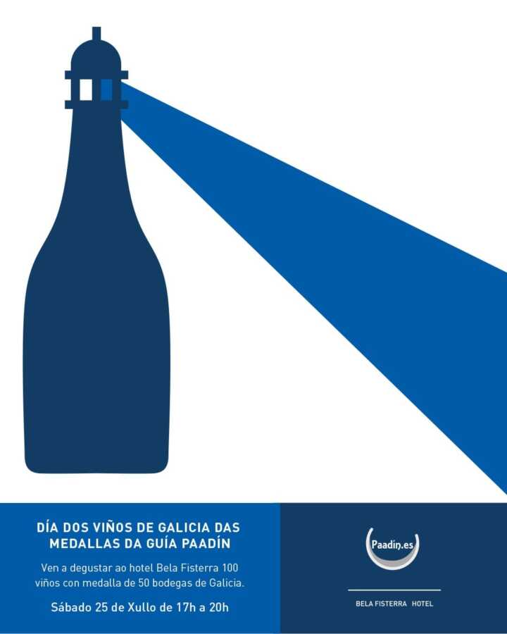 Cartel del Día dos Viños de Galicia das Medallas da Guía Paadín en el Hotel Bela Fisterra