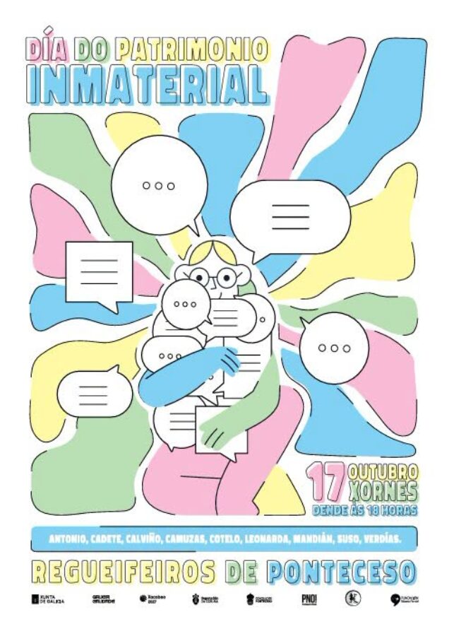 Cartel do Día do Patrimonio Inmaterial en Xornes (Ponteceso), sábado 17 de outubro de 2026 ás 18:00, con regueifeiros e regueifeiras