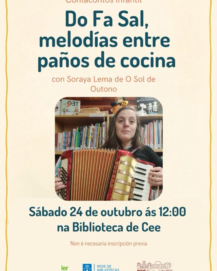 Cartel do contacontos infantil Do Fa Sal, melodías entre panos de cociña, con Soraya Lema en Cee