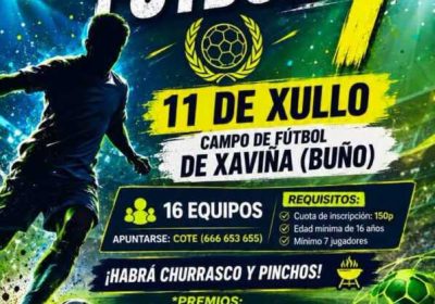 Cartel del I Torneo de Fútbol 7 en el campo de Xaviña, Buño
