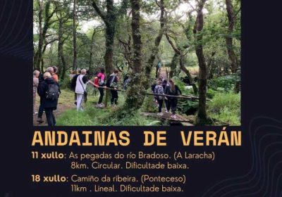 Cartel de las Andainas de Verán 2026 del Concello de Zas