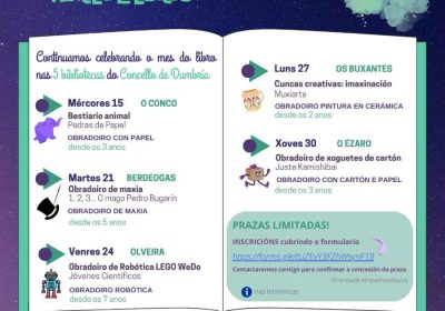 Bibliotecas de Dumbría, abril de libros. ler conta moito