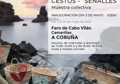 Cartel exposición cestas faro vilán