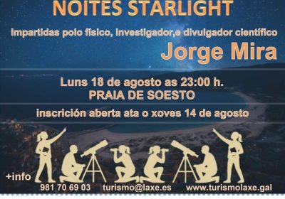 Cartel noites starlight con jorge mira na praia de soesto laxe