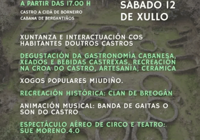 Cartel castro animado no castro de borneiro en cabana