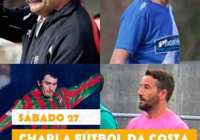 Cartel charla futbol da costa no camping lago mar