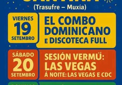 Cartel festas da santiña de trasufre muxía 2025
