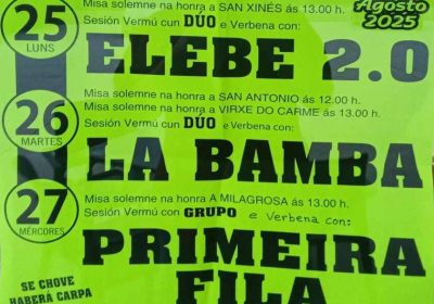 Cartel Festas de San Xinés 2025 en Entrecruces (Carballo)