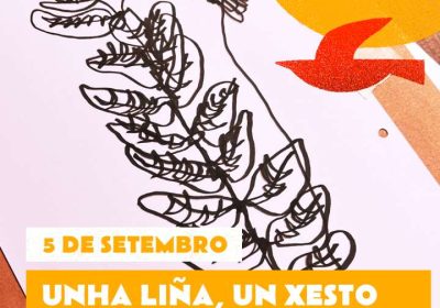 Cartel obradoiro de debuxo con laura caneira no camping lago mar de muxía