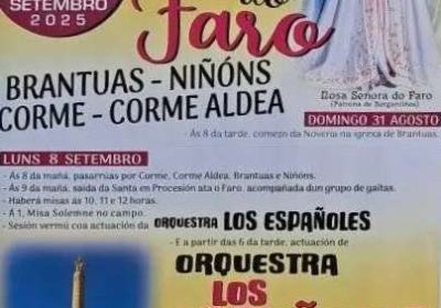 Cartel Romaría da Virxe do Faro de Brantuas - Niñóns - Corme - Corme Aldea