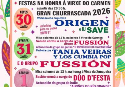 Fiestas de la Virgen del Carmen 2026 en Carantoña