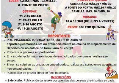 Obradoiro de Tempo Libre 2026 en Camariñas, Camelle e A Ponte do Porto