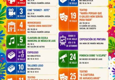 Programación de actividades en julio de 2026 en el Ayuntamiento de Laxe
