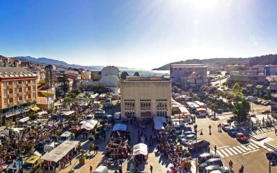 Vista aérea del mercado dominical de cee