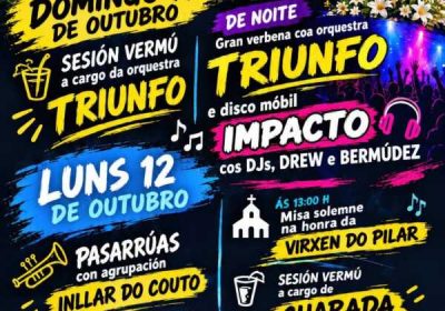 Cartel de A Pilarica 2026 en A Trabe, Tella, Ponteceso, los días 11 y 12 de octubre