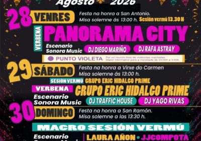 Cartel de la actuación de Judith Cundins en el Porto de Caión, A Laracha, el 8 de agosto a las 20:00 horas