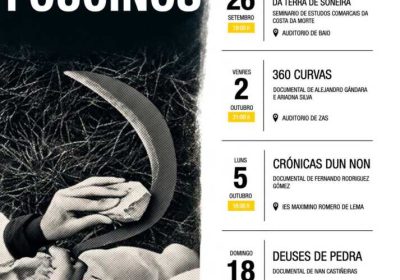 Cartel del ciclo de cine Afiando Fouciños 2026 en el Concello de Zas