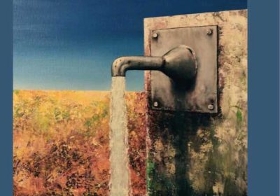 Cartel de la exposición de pintura Aguas de Diego Pérez Carpeño en la Sala Antón Mouzo de Vimianzo