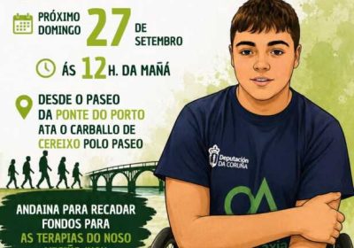 Cartel de la Andaina por Ataxia de Friedreich en Ponte do Porto y Cereixo, el 27 de septiembre de 2026.