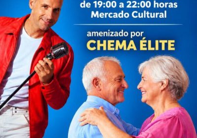 Cartel do baile social Ao son da vida con Chema Élite, domingo 25 de outubro de 2026 no Mercado Cultural de Fisterra