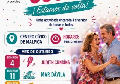 Cartel del Baile Social de octubre en el Centro Cívico de Malpica