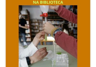 Cartel del obradoiro infantil Biotecnólogos resolven un crime na biblioteca, Día das Bibliotecas 2026 en Laxe.