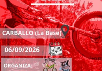 Cartel del Campeonato Galego de Trial Xunta de Galicia 2026 en La Base Motor Club, Carballo