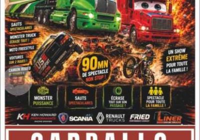 Cartel de Cascadeur US Motorsport en Carballo, con exhibiciones de motor los días 22, 23, 29 y 30 de agosto de 2026 a las 20:00 h junto al campo de fútbol de As Eiroas.