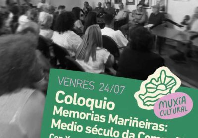 Cartel del Coloquio Memorias Mariñeiras: Medio século da Compañía con Xusto Carril en Muxía