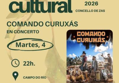 Cartel del concierto de Comando Curuxás en el Campo do Río de Zas