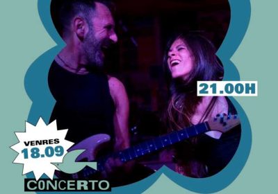 Cartel del concierto de Adhara & Ritman en Lago-Mar Camping el viernes 18 de septiembre a las 21:00 horas.