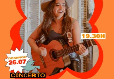 Cartel del concierto de Catherine Vergnes en Camping Lago-Mar, en Lago, Muxía