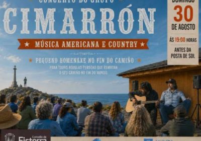 Cartel del concierto de Cimarrón en Fisterra, 30 de agosto de 2026