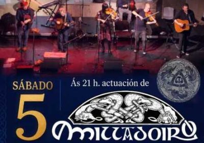 Cartel del concierto de Milladoiro en la XVIII Semana Cultural Brantuas-Niñóns, Ponteceso, el 5 de septiembre de 2026.