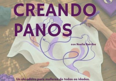Cartel de Creando panos con Noelia Darriba, FEM 2026, 28 y 29 de octubre en Olveira, Dumbría