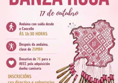 Cartel de Danza Rosa en Camariñas por el Día Internacional contra el Cáncer de Mama