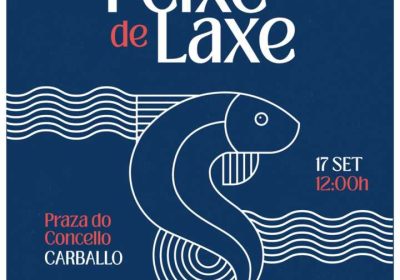 Cartel da degustación gratuíta de Peixe de Laxe na Praza do Concello de Carballo o 17 de setembro de 2026 ás 12:00