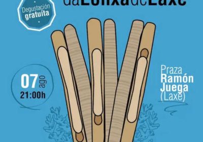 Cartel de la jornada de degustación de navalla y longueirón de la Lonxa de Laxe, 7 de agosto de 2026