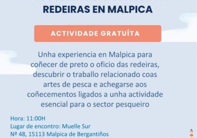 Cartel de la visita guiada Descubrindo o oficio das redeiras en Malpica, 29 de setembro de 2026