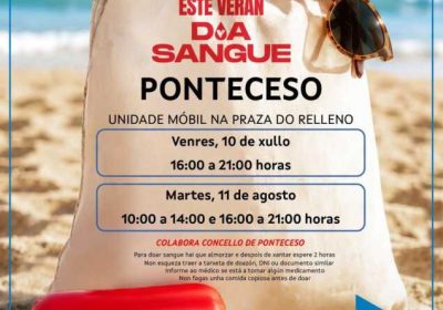 Cartel de donación de sangre en Ponteceso para el martes 11 de agosto de 2026